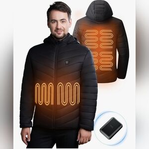 NIB NWT Heated Puffer Jacket Mens S Black with Battery Pack 😀